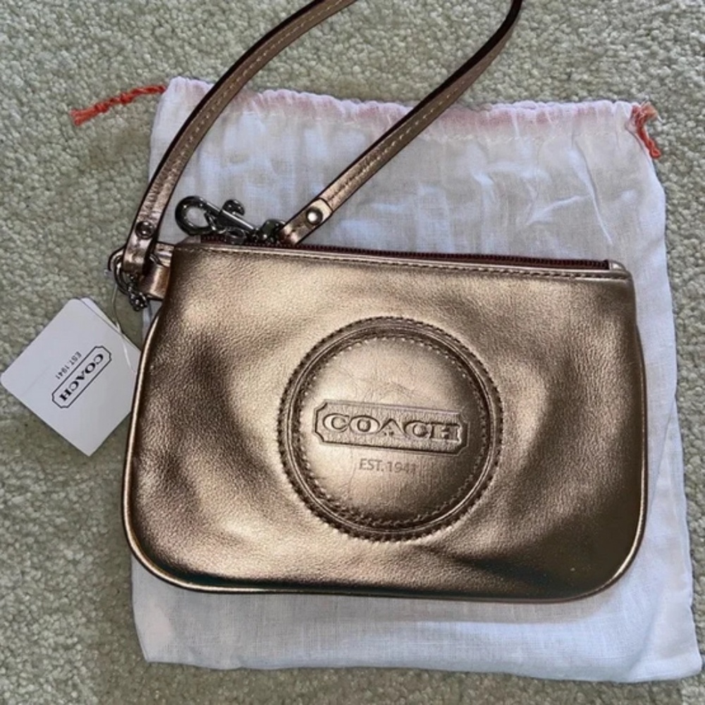 Coach Gold Leather Wristlet